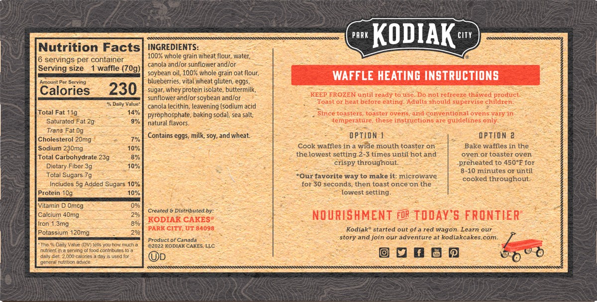 slide 8 of 8, Kodiak Cakes Thick And Fluffy Blueberry Power Waffles, 