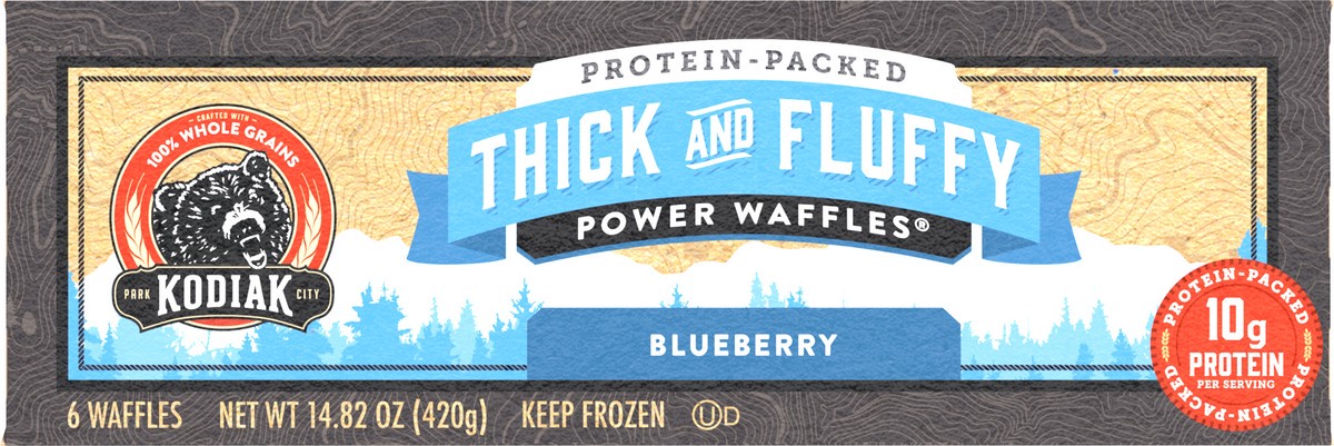 slide 2 of 8, Kodiak Cakes Thick And Fluffy Blueberry Power Waffles, 