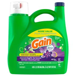 Gain Liquid Laundry Detergent, Moonlight Breeze Scent, 154 fl oz, 107 loads, Freshness + Odor Fighting, Laundry Detergent Liquid Soap, HE compatible