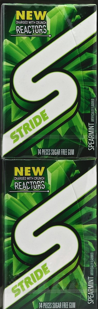 slide 5 of 5, Stride Spearmint Sugar Free Gum, 10 Packs of 14 Pieces (140 Total Pieces), 10 ct