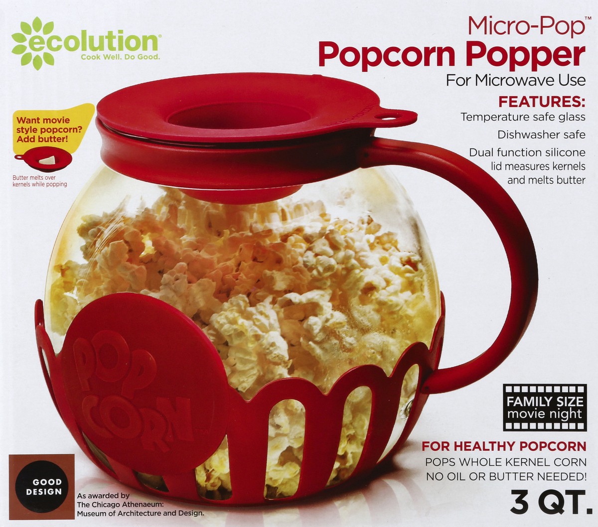 slide 3 of 4, Ecolution Microwave Glass Popcorn Popper, 1 ct
