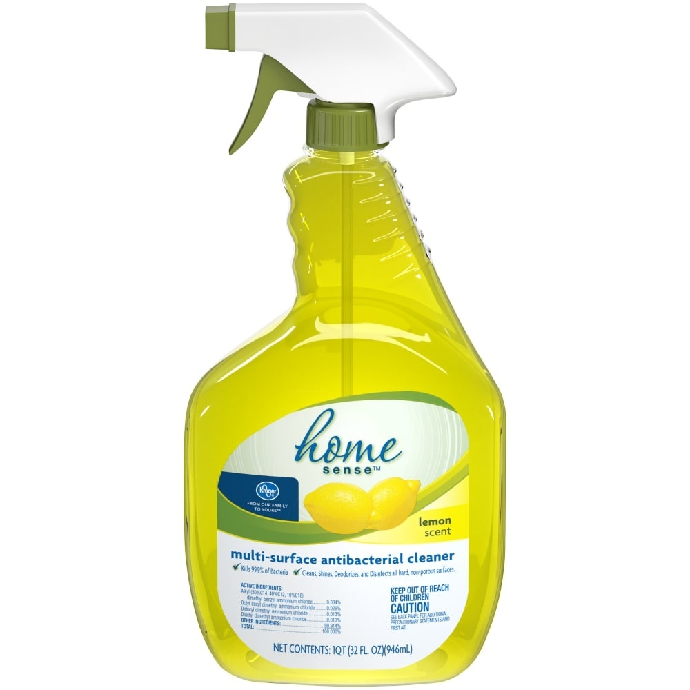 slide 1 of 1, Kroger Home Sense Lemon Anti-Bacterial Multi Surface Cleaner, 32 fl oz