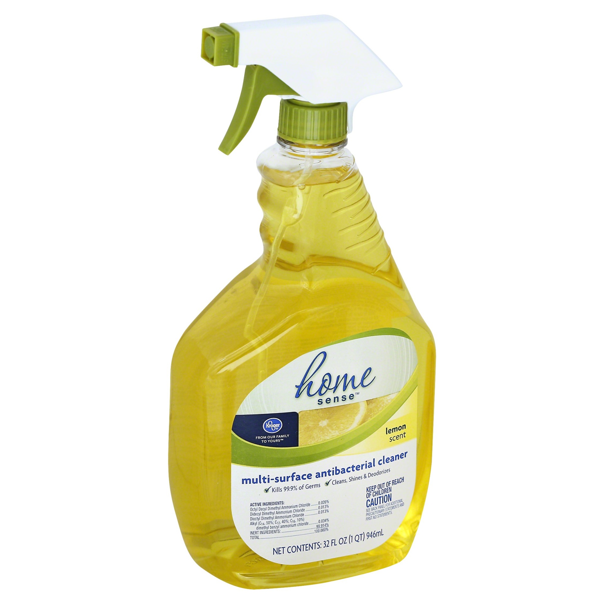 slide 1 of 1, Kroger Home Sense Lemon Anti-Bacterial Multi Surface Cleaner, 32 fl oz