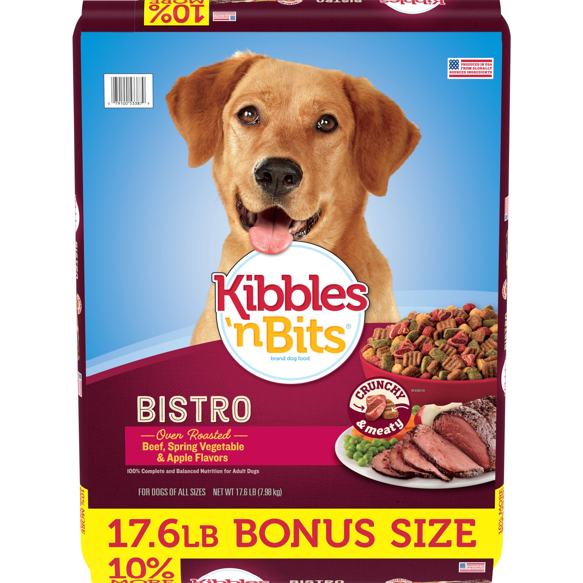 slide 1 of 3, Kibbles 'n Bits Bistro Oven Roasted Beef Flavor Dog Food, 17.6-Pound, 17.6 lb