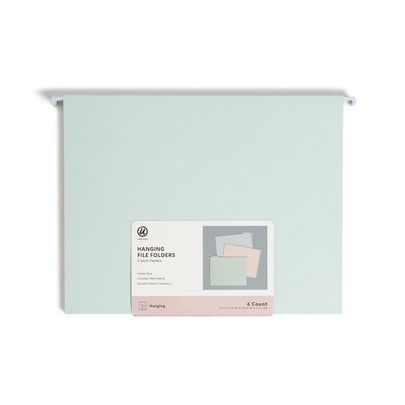 slide 2 of 8, U Brands 6ct 6 Pockets Hanging File Folders - Debossed Pastels: Office Supplies, File Organizer, Multicolored, 40 Sheet Capacity, 6 ct, 40 sheets