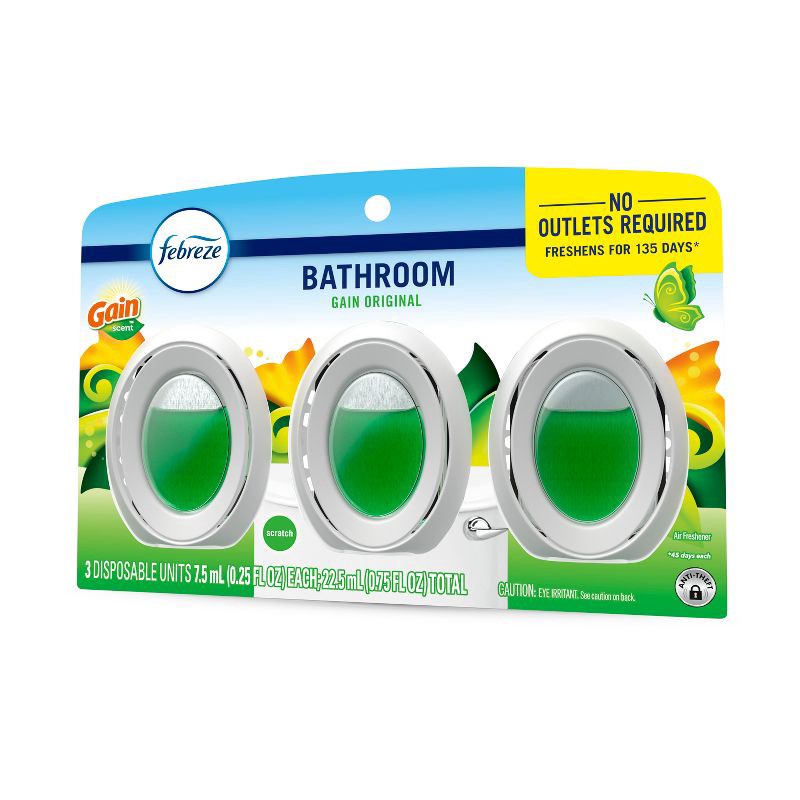 slide 13 of 14, Febreze Gain Original Bathroom Air Freshener - 3ct, 3 ct