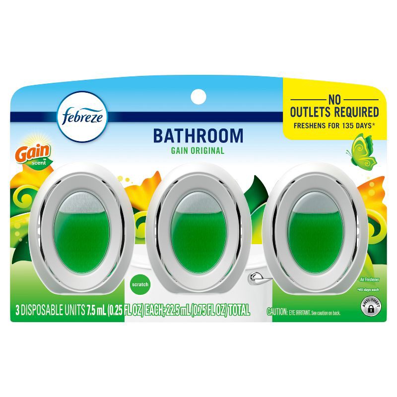 slide 10 of 14, Febreze Gain Original Bathroom Air Freshener - 3ct, 3 ct