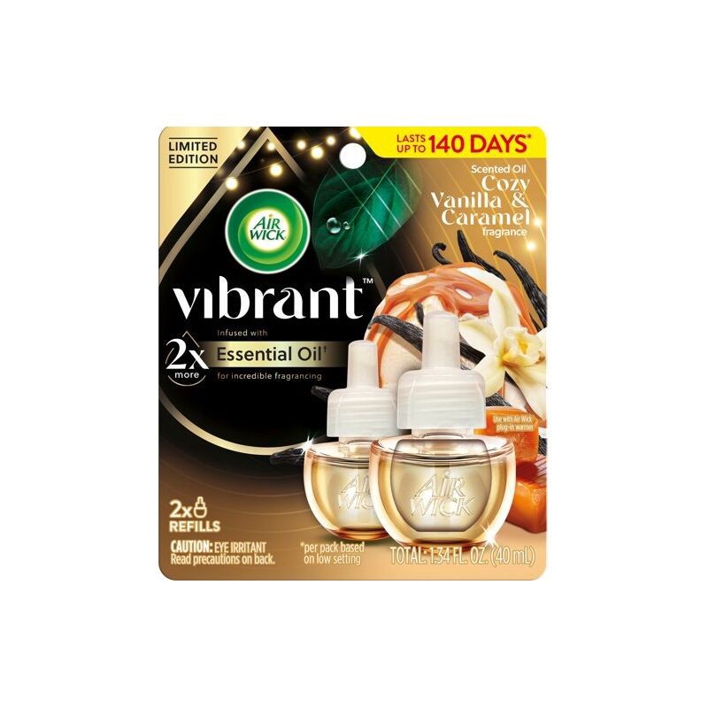 slide 2 of 8, Air Wick Scented Oil Air Freshener - Vanilla & Warm Caramel - 1.34 fl oz/2pk, 2 ct; 1.34 fl oz