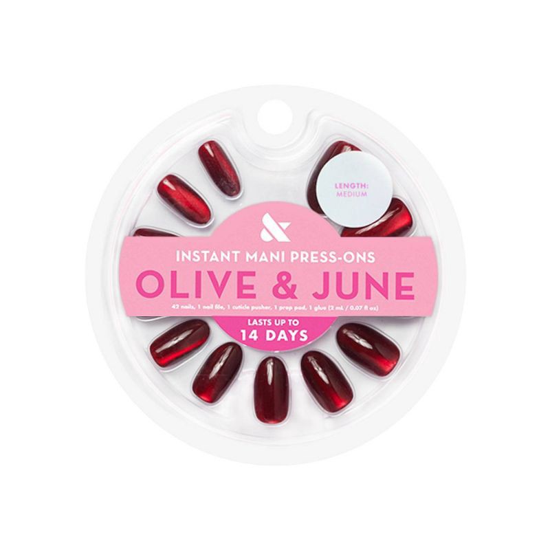 slide 1 of 6, Olive & June Press-On Fake Nails - Oval Medium - Velvet - 42ct, 42 ct