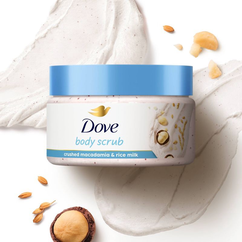 slide 4 of 5, Dove Beauty Mini Body Scrub - Crushed Macadamia & Rice Milk - Trial Size - 3.5oz, 3.5 oz