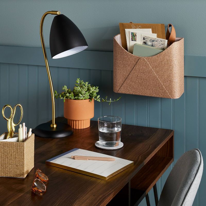 slide 2 of 3, Woven Desk Tool Holder Taupe - Threshold™: Pencil & Pen Holder, Desk Organizer, Office Supplies,, 1 ct