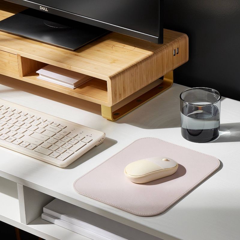 slide 2 of 4, Faux Leather Mouse Pad Light Pink - Threshold™: Non-Skid Base, Desk Accessories, 9.75" x 7.75", 1 ct