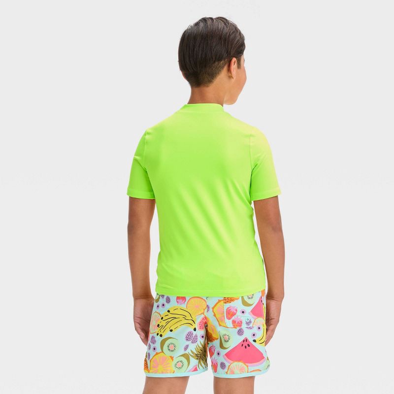 slide 3 of 3, Boys' Solid Rash Guard Top - Cat & Jack™ Lime Green M, 1 ct