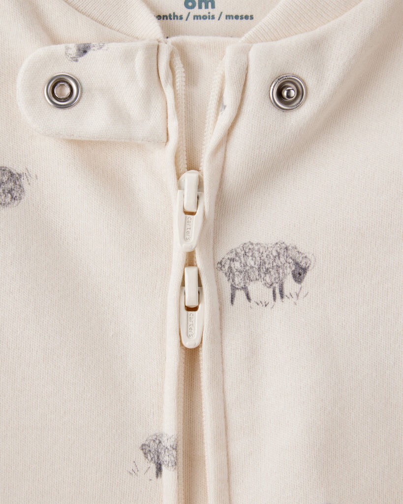slide 2 of 3, Carter's Carters Baby Sheep Print 100% Cotton Long-Sleeve Sleep & Play - Ivory Ivory 3M, 1 ct