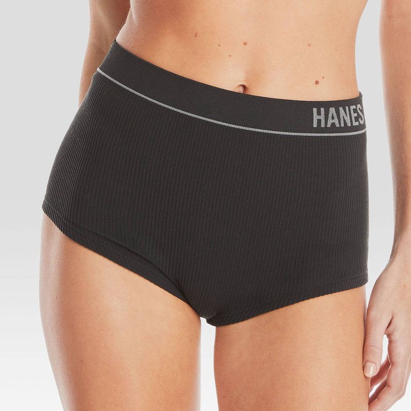 Hanes Originals Women's 3pk Ribbed Boy Shorts - Black/Beige S