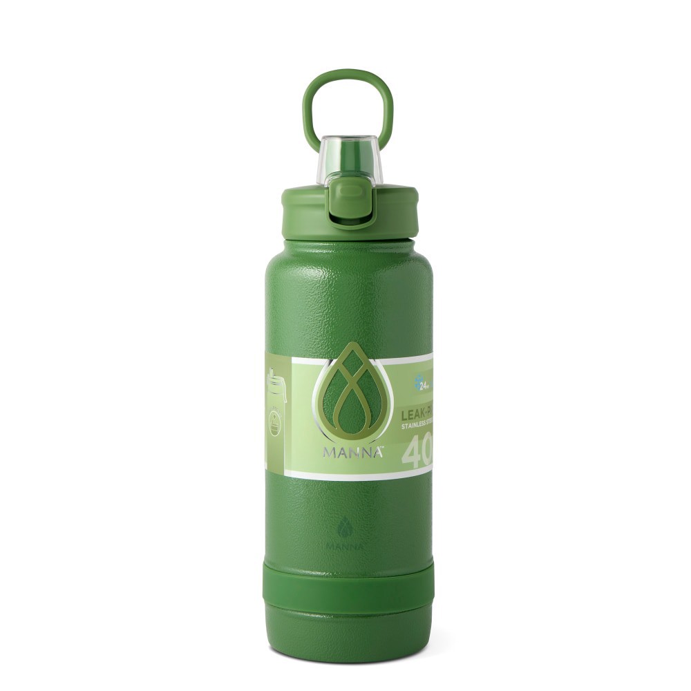 slide 2 of 4, Manna™ Push Bottle - Green, 40 oz