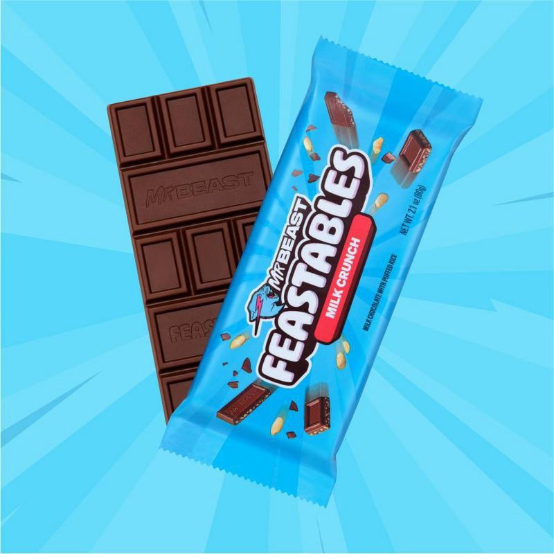 slide 3 of 4, Feastables MrBeast Candy Bar Milk Chocolate Crunch 60g, 60 gram