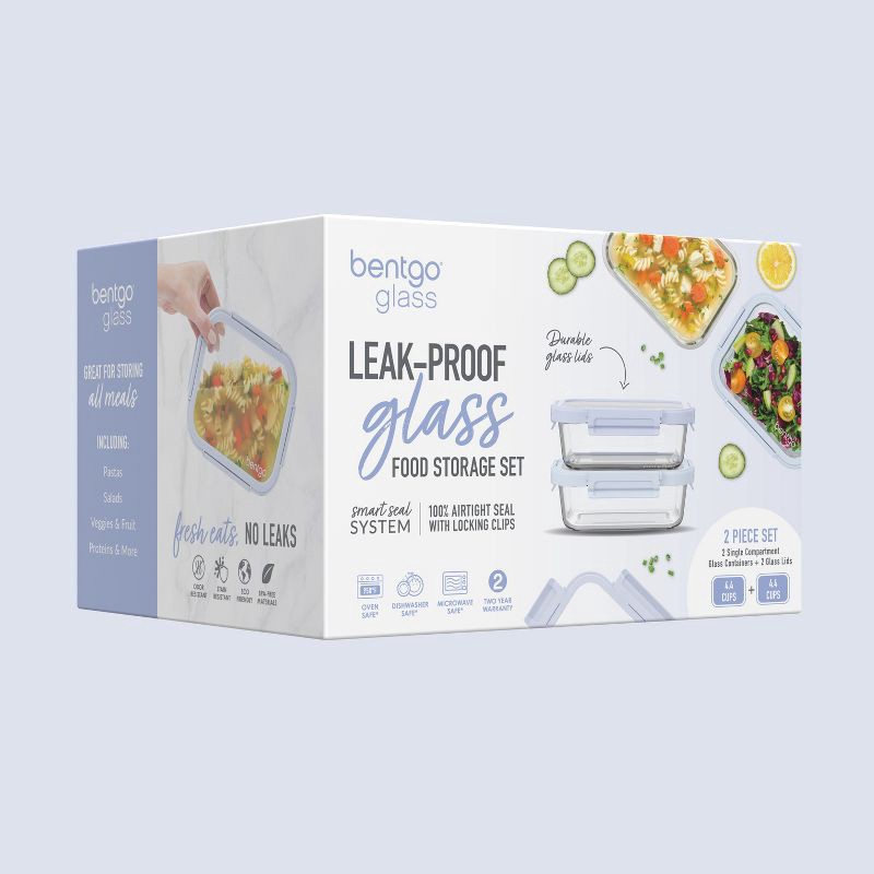 slide 8 of 8, Bentgo 2pc 4.4c Glass Meal Prep Container Set Blue Quartz, 2 ct