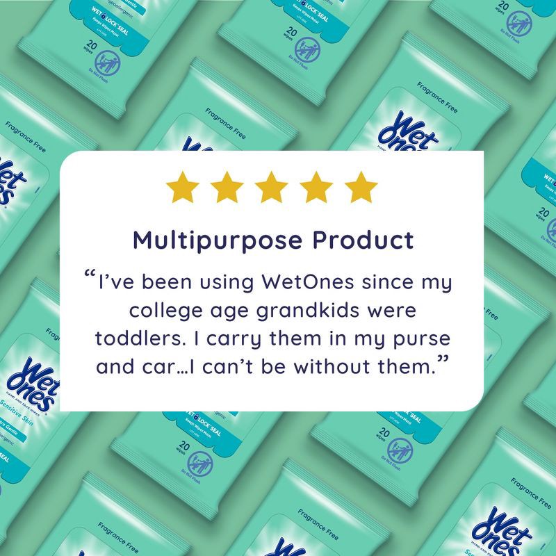 slide 6 of 7, Wet Ones Sensitive Skin Hand and Face Wipes Travel Pack - Unscented - 20ct, 20 ct