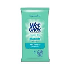 Wet Ones Sensitive Skin Hand and Face Wipes Travel Pack - Unscented - 20ct