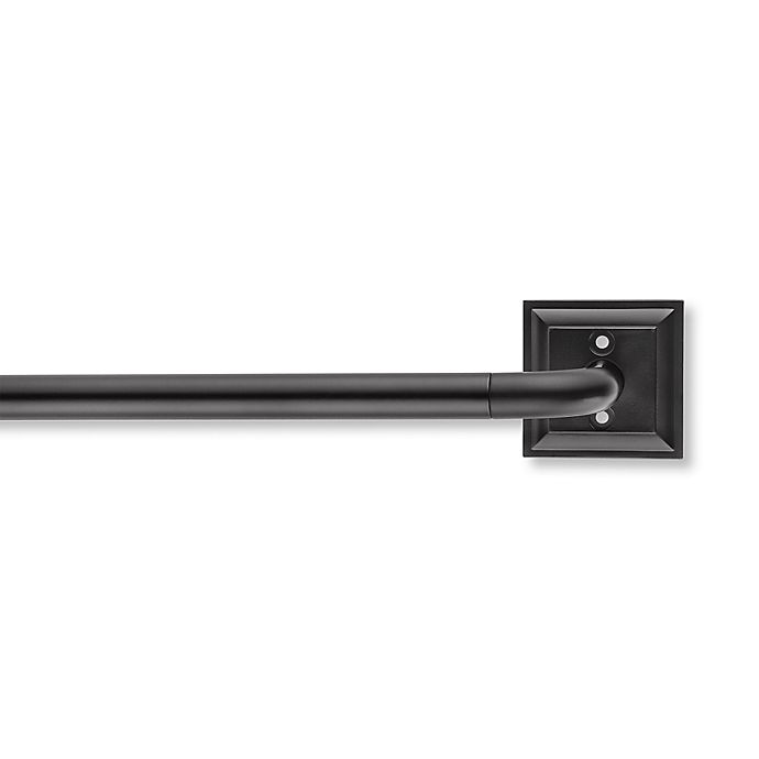 slide 1 of 1, Cambria Blockout Square Plate Curtain Rod Set - Black, 18-36 in