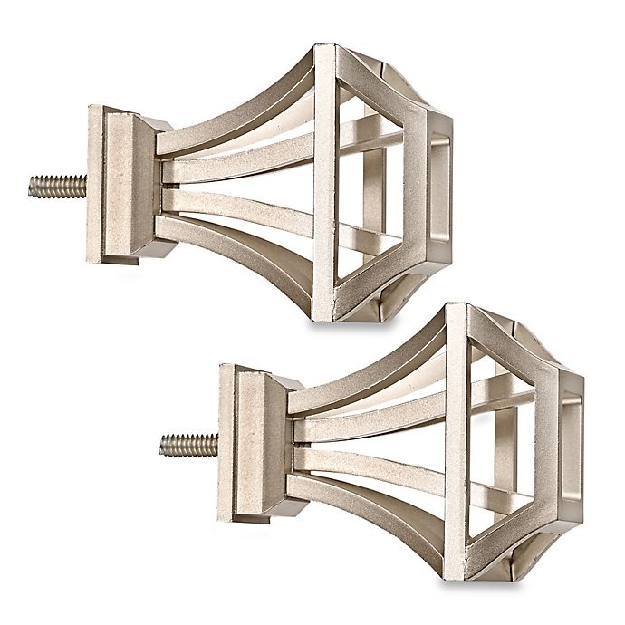 slide 1 of 1, Cambria Premier Complete Square Birdcage Finials - Brushed Nickel, 2 ct