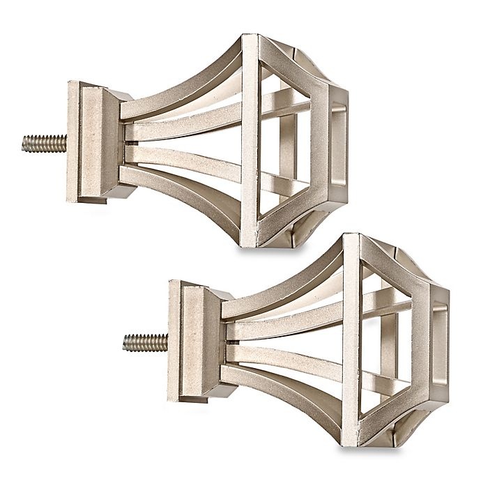 Cambria Premier Complete Square Birdcage Finials Brushed Nickel 2 ct