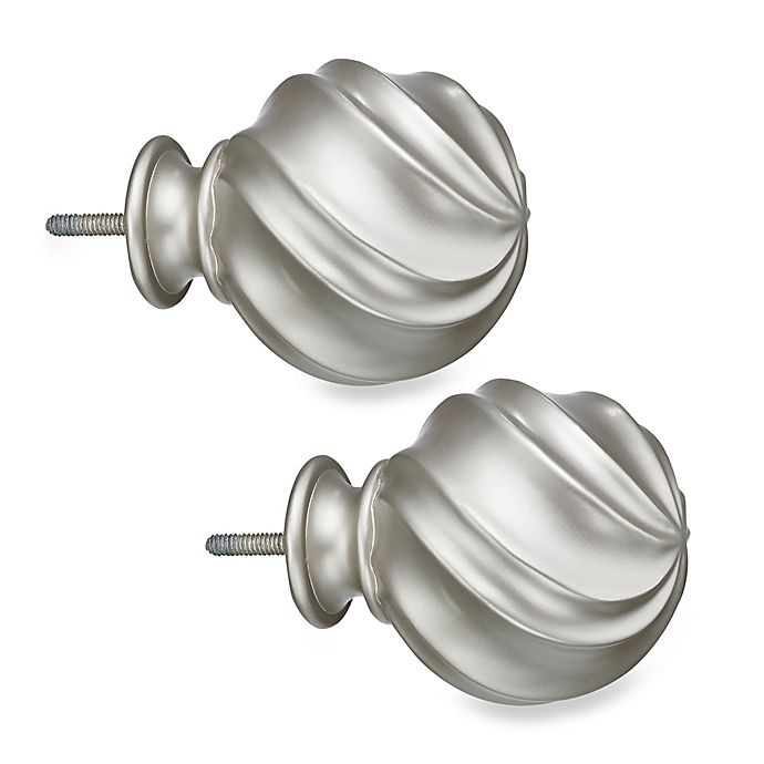slide 1 of 1, Cambria Elite Twist Ball Finials - Brushed Nickel, 2 ct