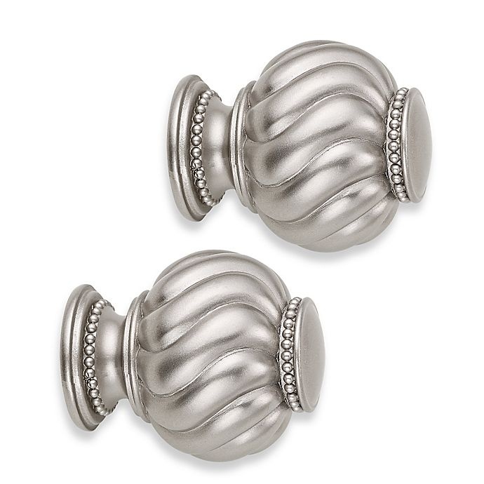 slide 1 of 1, Cambria Premier Complete Twist Ball Finials - Brushed Nickel, 2 ct