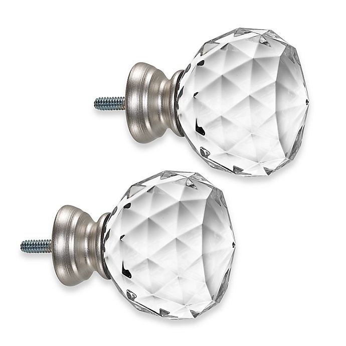 slide 1 of 1, Cambria Premier Complete Faceted Ball Finials - Brushed Nickel, 2 ct