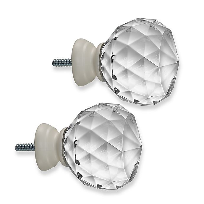 slide 1 of 1, Cambria Premier Complete Faceted Ball Finials - Satin White, 2 ct