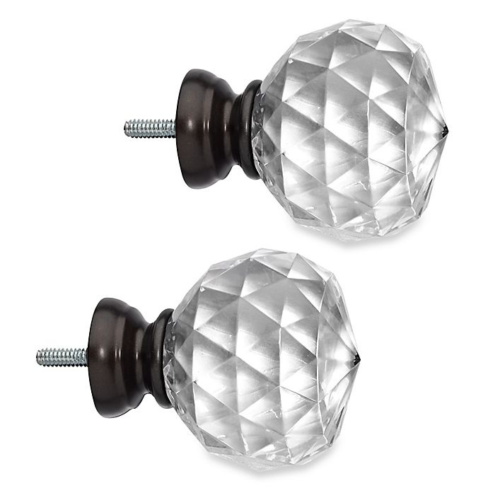 slide 1 of 1, Cambria Premier Complete Faceted Ball Finials - Matte Brown, 2 ct