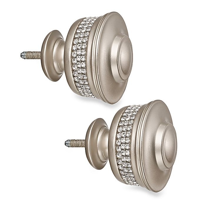 slide 1 of 1, Cambria Premier Complete Banded Finials - Brushed Nickel, 2 ct
