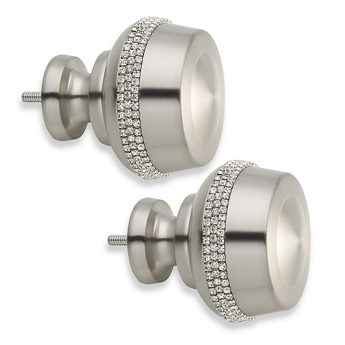 slide 1 of 1, Cambria Elite Twinkle Button Finial - Brushed Nickel, 2 ct