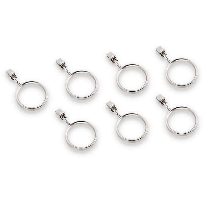 slide 1 of 1, Cambria Acrylic Stock Steel Clip Rings - Brushed Nickel, 7 ct