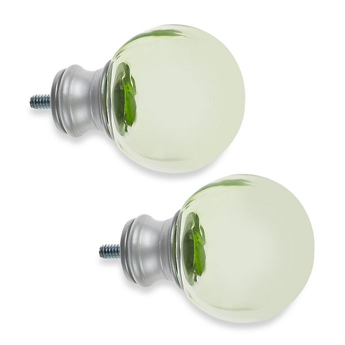 slide 1 of 1, Cambria My Room Ball Finial - Green Glass and Brushed Nickel, 2 ct