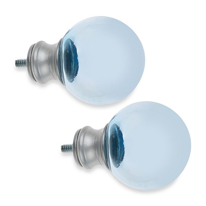 slide 1 of 1, Cambria My Room Ball Finial - Blue Glass and Brushed Nickel, 2 ct