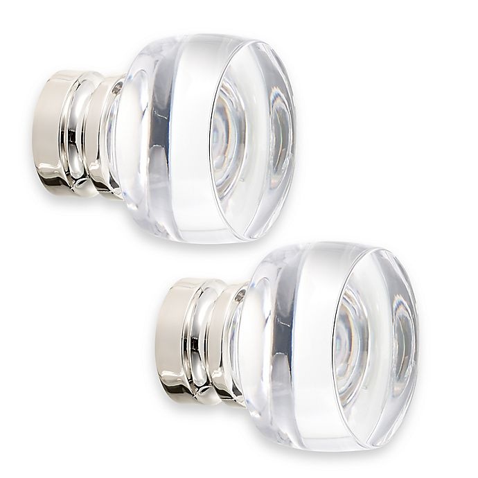 slide 1 of 1, Cambria Acrylic Stock Round Finials - Polished Nickel, 2 ct