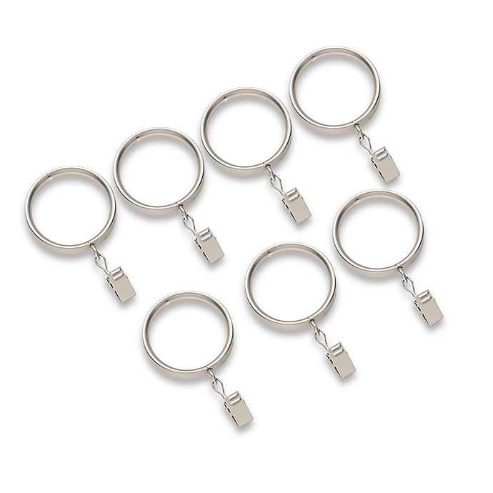 slide 1 of 1, Cambria Acrylic Flat Metal Clip Rings - Brushed Nickel, 7 ct
