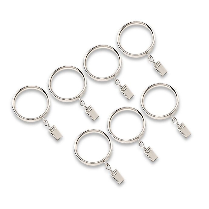 slide 1 of 1, Cambria Acrylic Flat Metal Clip Rings - Polished Nickel, 7 ct