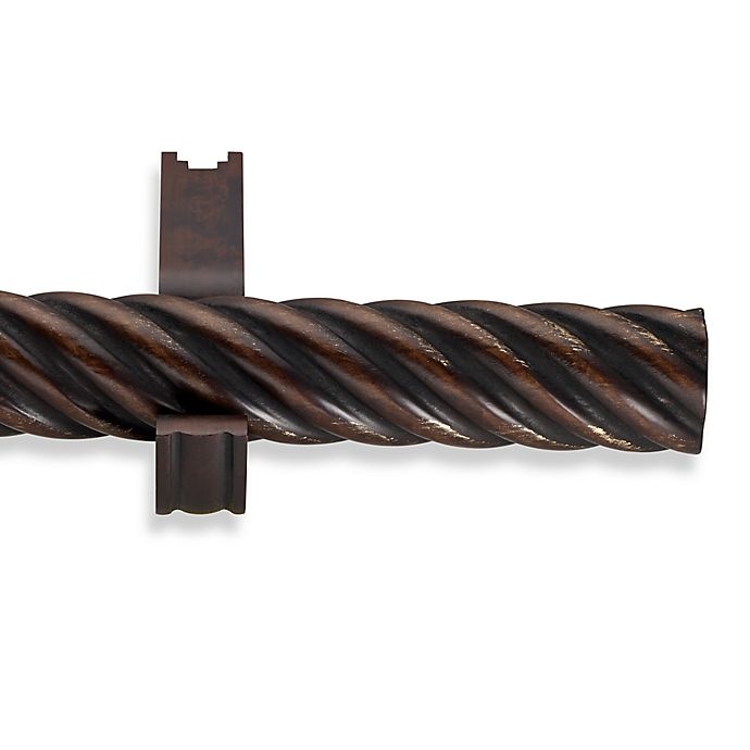 slide 1 of 3, Cambria Estate Wood Single Twisted Curtain Rod - Chocolate, 144 in