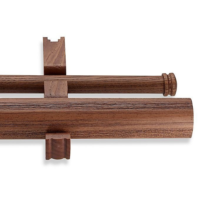 slide 1 of 3, Cambria Estate Wood Double Smooth Curtain Rod - Brown, 36 in