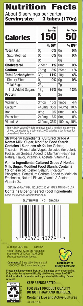 slide 8 of 9, Yoplait Go-GURT Minecraft Strawberry Redstone and Vanilla Quartz Kids Fat Free Yogurt Variety Pack, Gluten Free, 2 oz Yogurt Tubes (16 Count), 16 ct