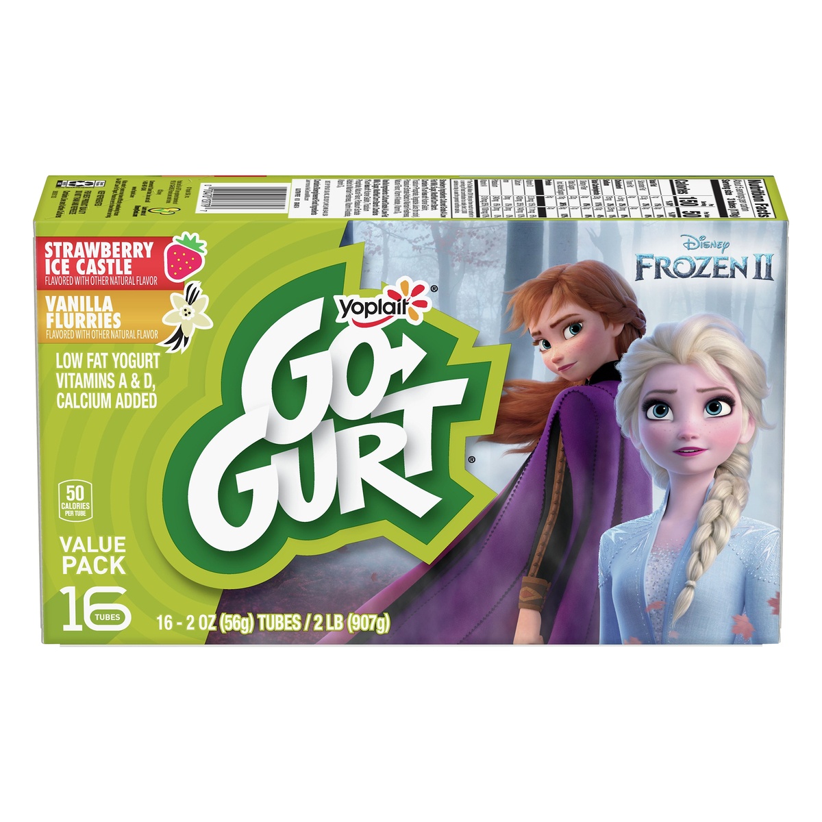 slide 1 of 1, Go Gurt Value Pack Low Fat Disney Frozen II Strawberry Ice Castle/Vanilla Flurries Yogurt 16 ea, 16 ct