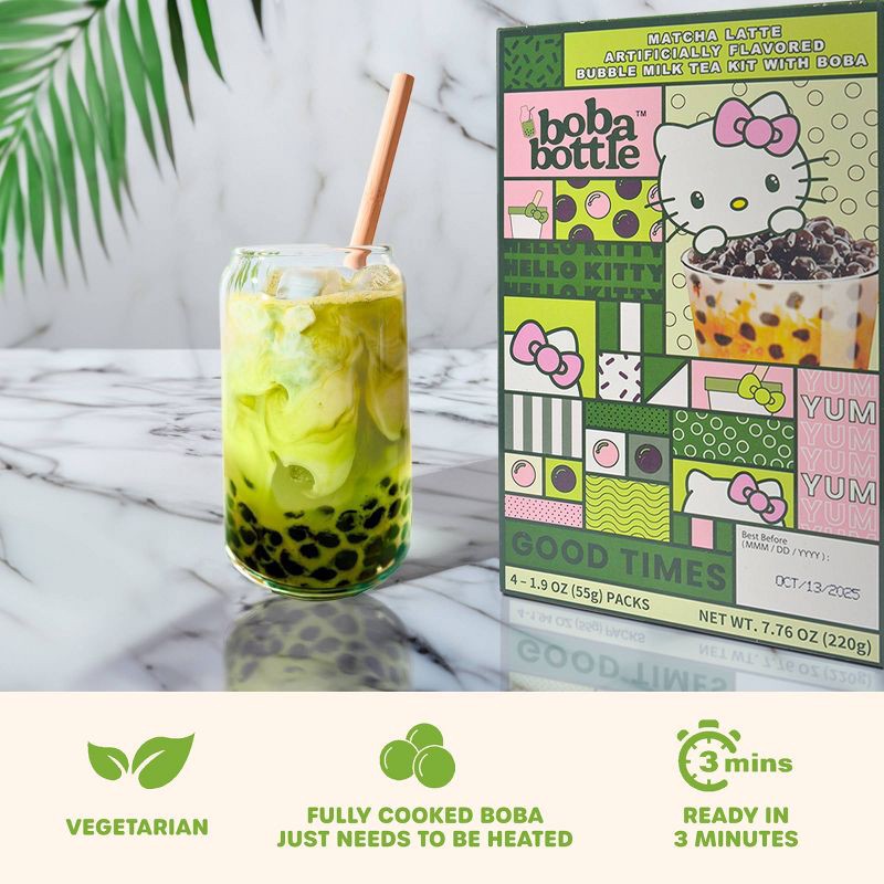 slide 4 of 7, A-Sha Foods USA A-Sha Hello Kitty Boba Kit Matcha Latte - 4pk/7.76oz., 4 ct, 7.76 oz