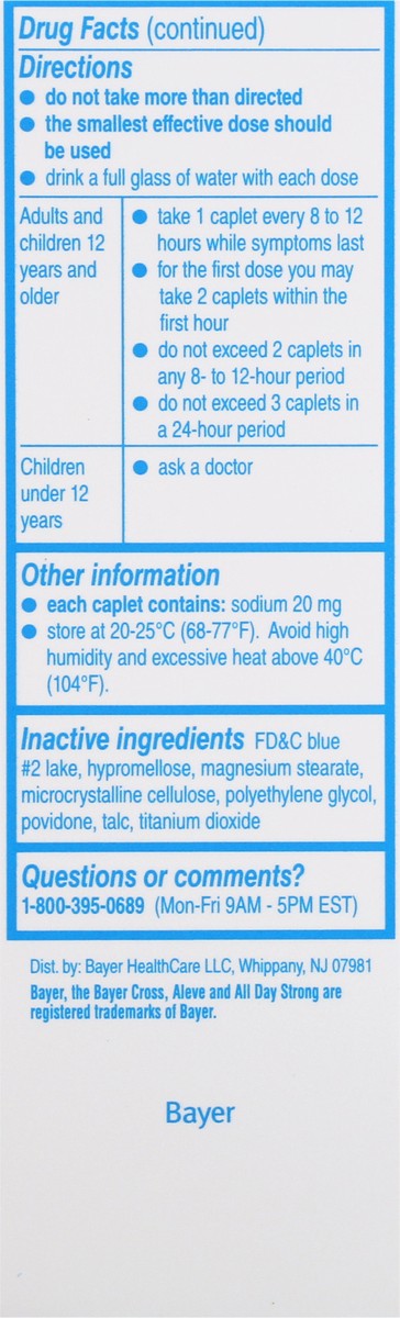 slide 12 of 12, Aleve All Day Strong 220 mg Pain Reliever/Fever Reducer Caplets 200 ea Box, 200 ct