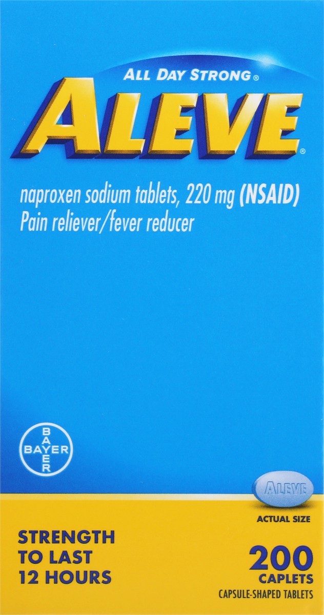 slide 9 of 12, Aleve All Day Strong 220 mg Pain Reliever/Fever Reducer Caplets 200 ea Box, 200 ct