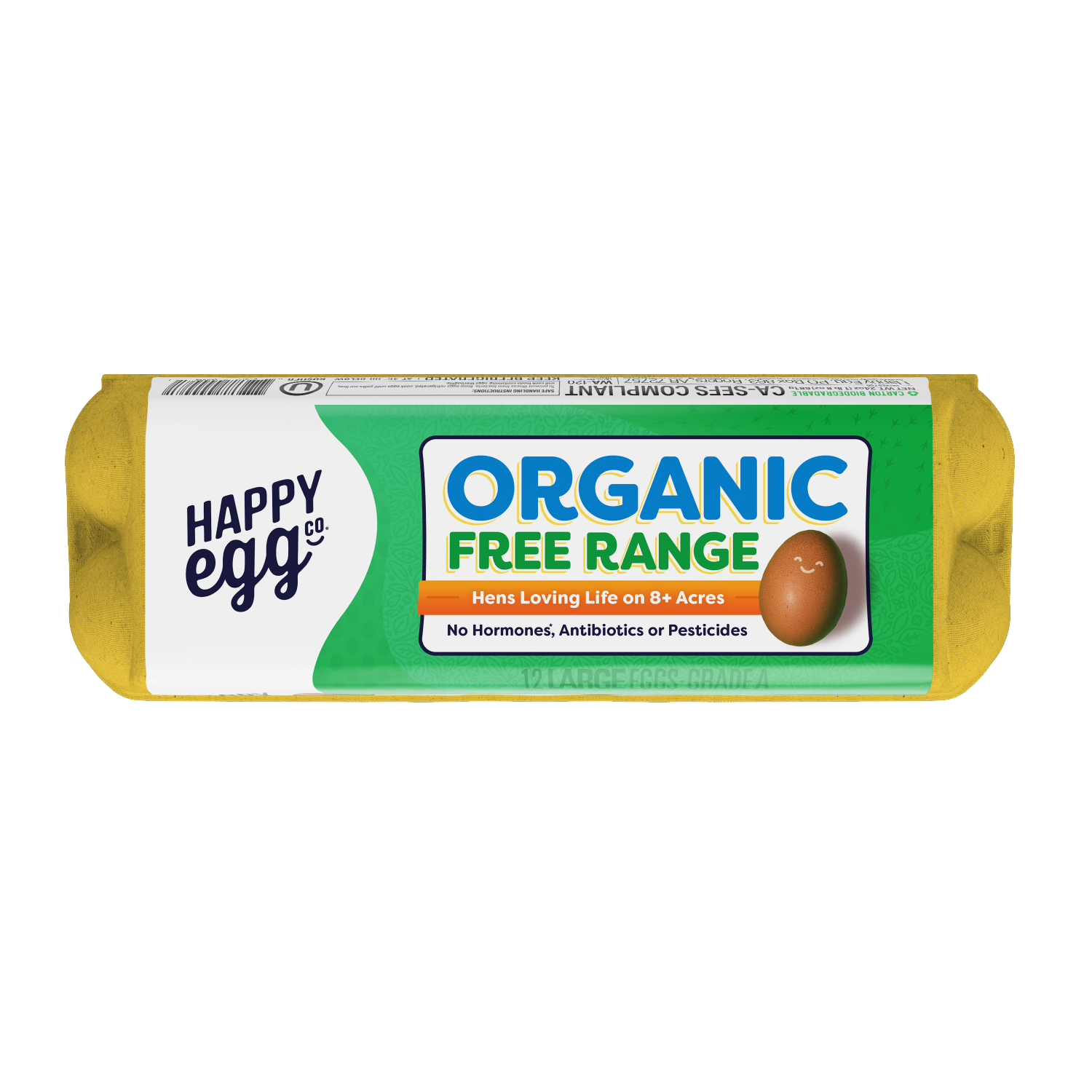 slide 3 of 3, Happy Egg Co. Eggs, Organic, Free Range, Large, 12 ct