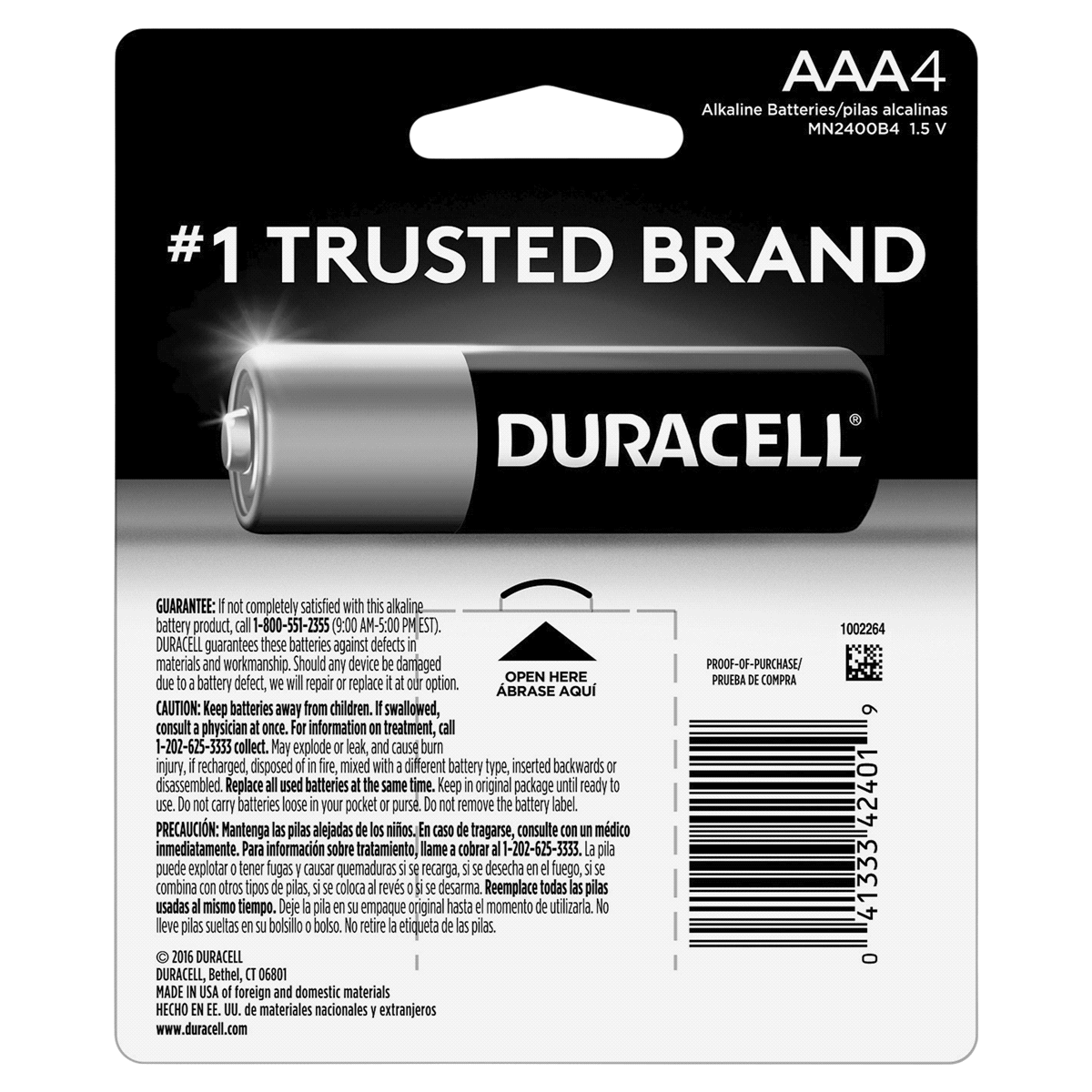 slide 2 of 2, Duracell Coppertop AAA Alkaline Batteries, 4 ct