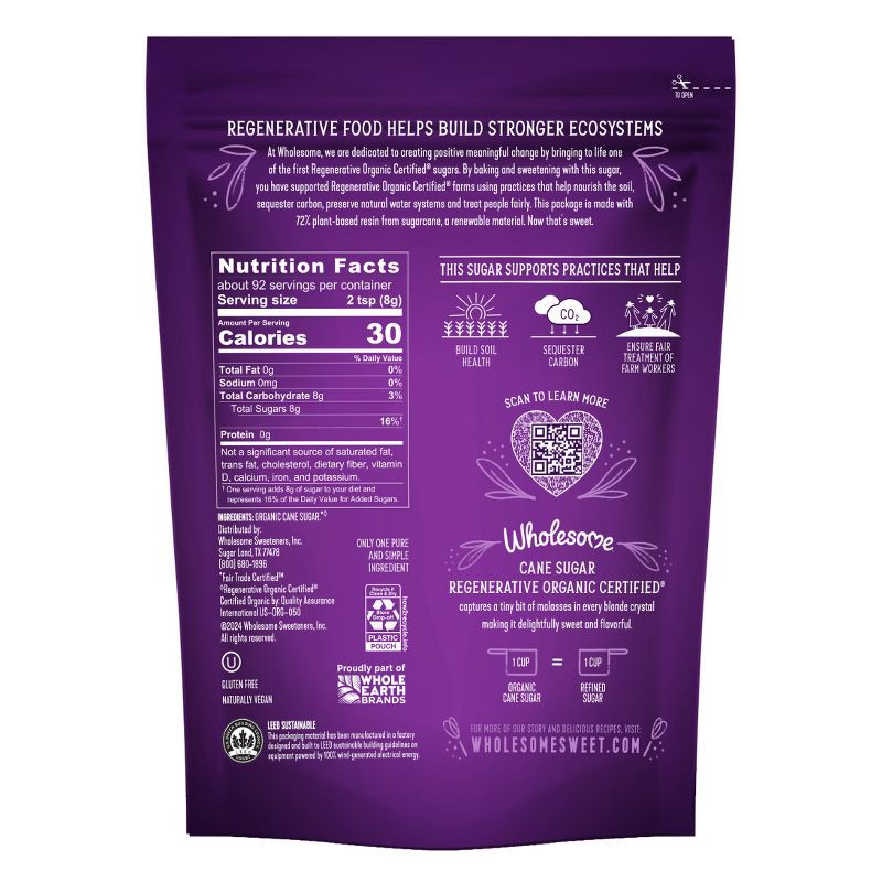 slide 2 of 7, Wholesome Regenerative Organic Certified Cane Sugar - 26oz, 26 oz